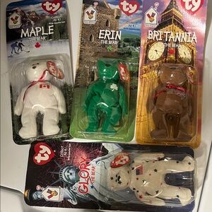 Ty Beanie Babies Maple, Erin, Britannia, and Glory Bears